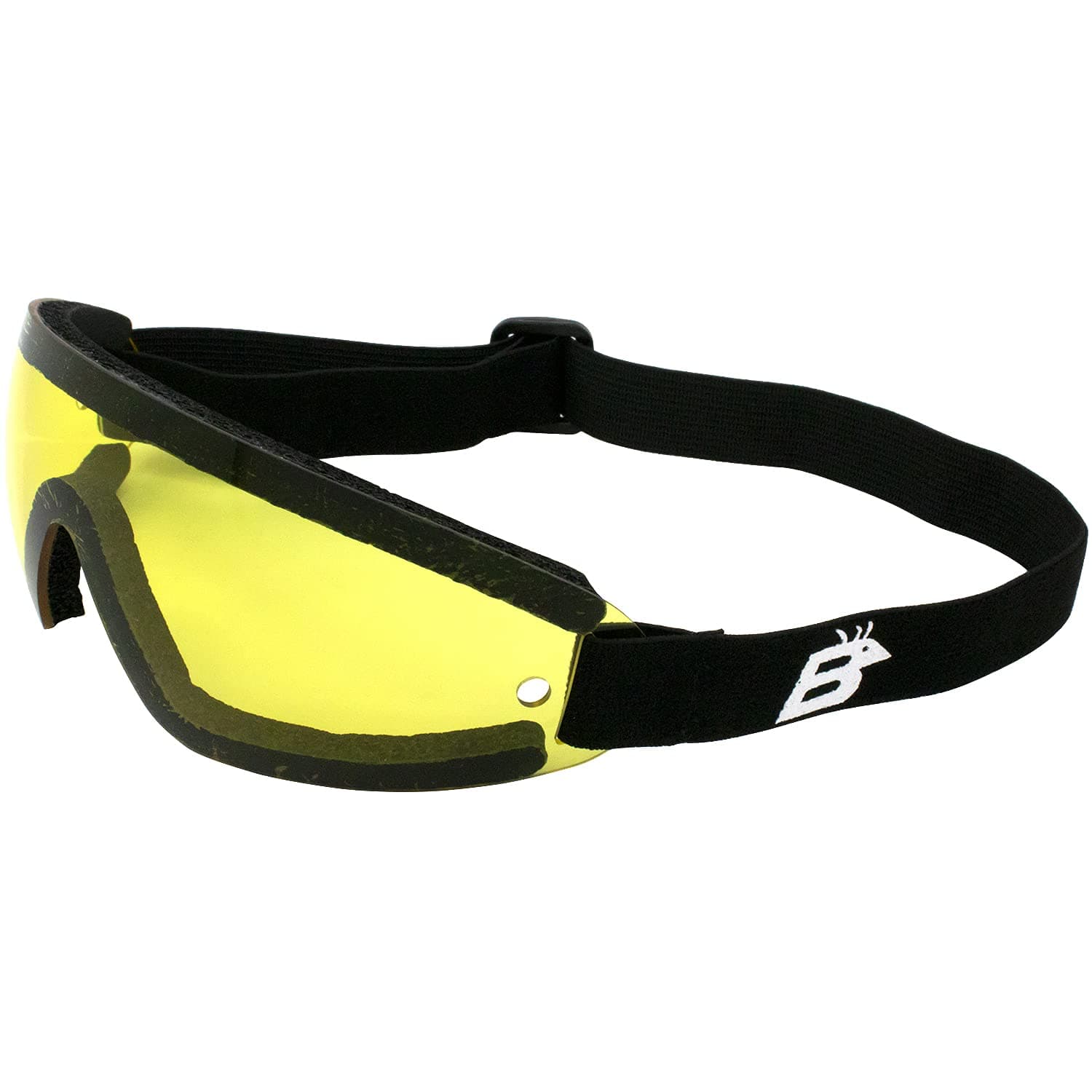 Eyewear Wing Sky Dive Skydiving Goggles with Padding Black Frame with Yellow Lens