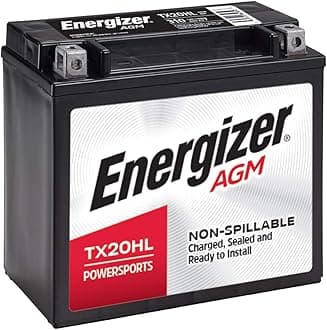 Energizer TX20HL AGM Motorcycle and Atv 12V Battery, 310 Cold Cranking Amps and 18 Ahr. Replaces: YTX20L-BS and others