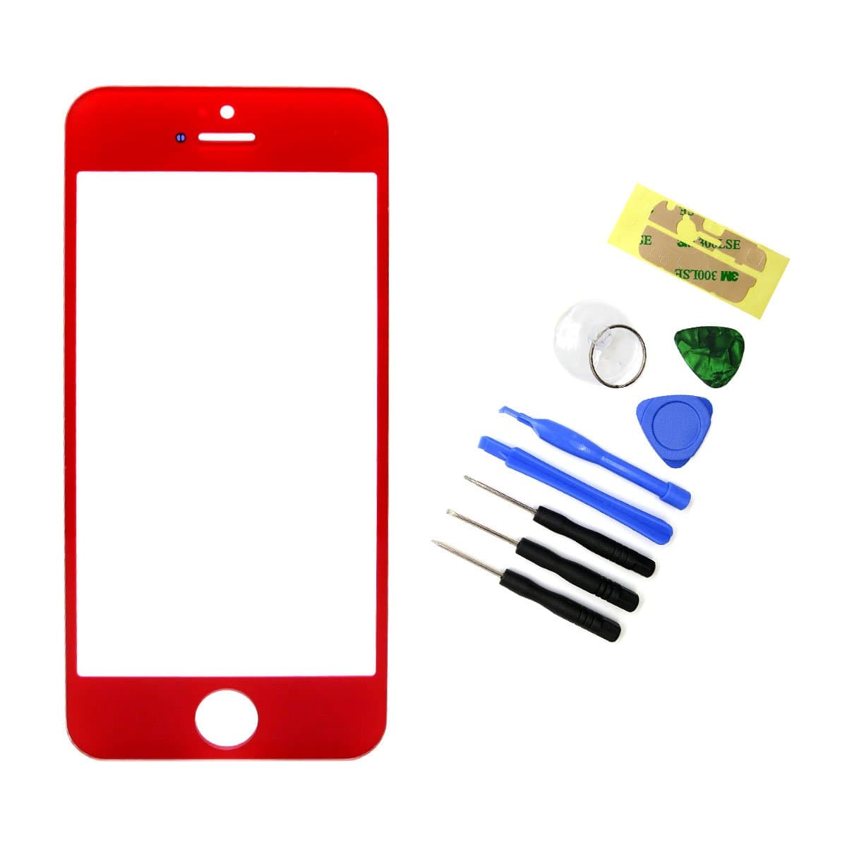 New Replacement Outer Front Glass Lens Screen for iPhone 5 5s Red +Tool Kit - NOT LCD OUTER GLASS ONLY
