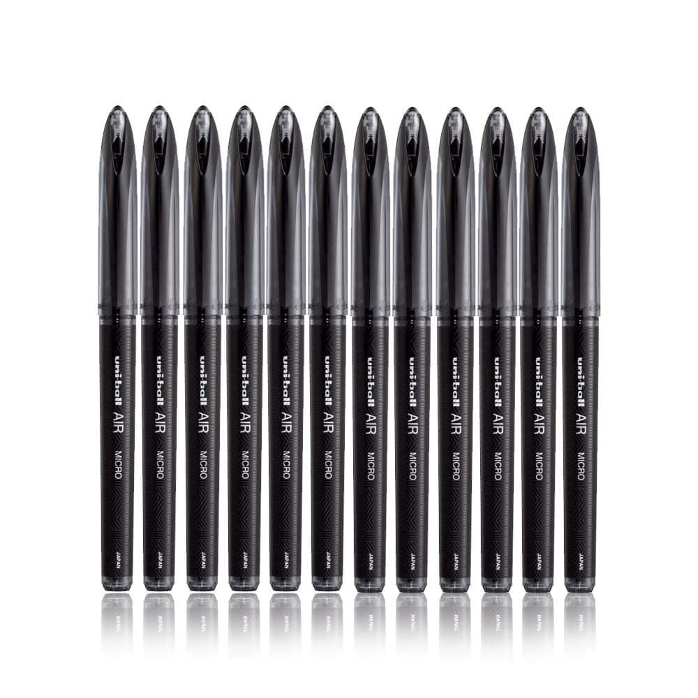 Uni-Ball AIR Micro - 0.5mm Fine Rollerball - Pack of 12 - Black