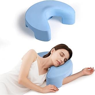 Side Sleeper Pillow for Adults, Ergonomic Memory Foam Pillow with Arm Hole for Neck and Shoulder Pain, Shoulder Pillow for Side Sleepers, Blue