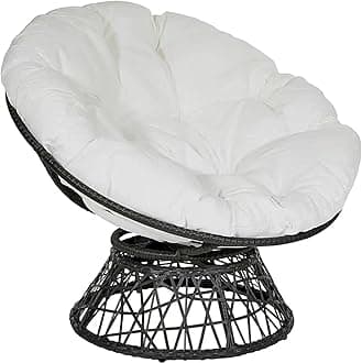 Large Round Papasan Chair Cushion, Thick Outdoor Rocking Chair Cushion, Rattan Hanging Basket Cushion, Egg Nest Replacement Pad(White,60 * 60cm)