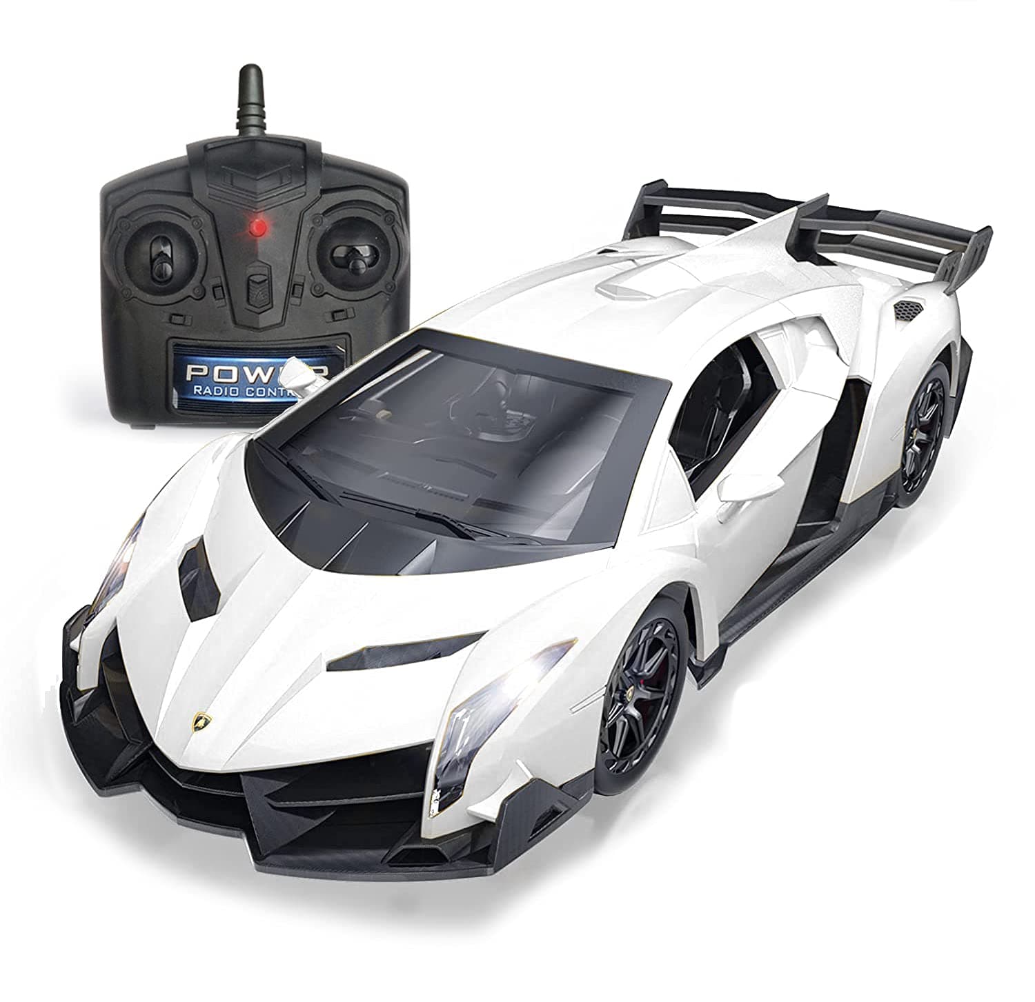 QUN FENG Remote Control RC CAR Racing Cars Compatible with Lamborghini Veneno Officially Licensed 1:24 Toy RC Cars Model Vehicle for Boys 6,7,8 Years Old,White