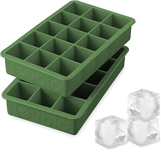 Tovolo Silicone Ice Cube Tray Pesto Green Pack of 2 BPA Free Ice Tray Mold for Coffee Drinks Cocktails, Dishwasher Safe Easy Release Perfect 1 Inch Cube Ice Tray for Whiskey Bourbon Spirits