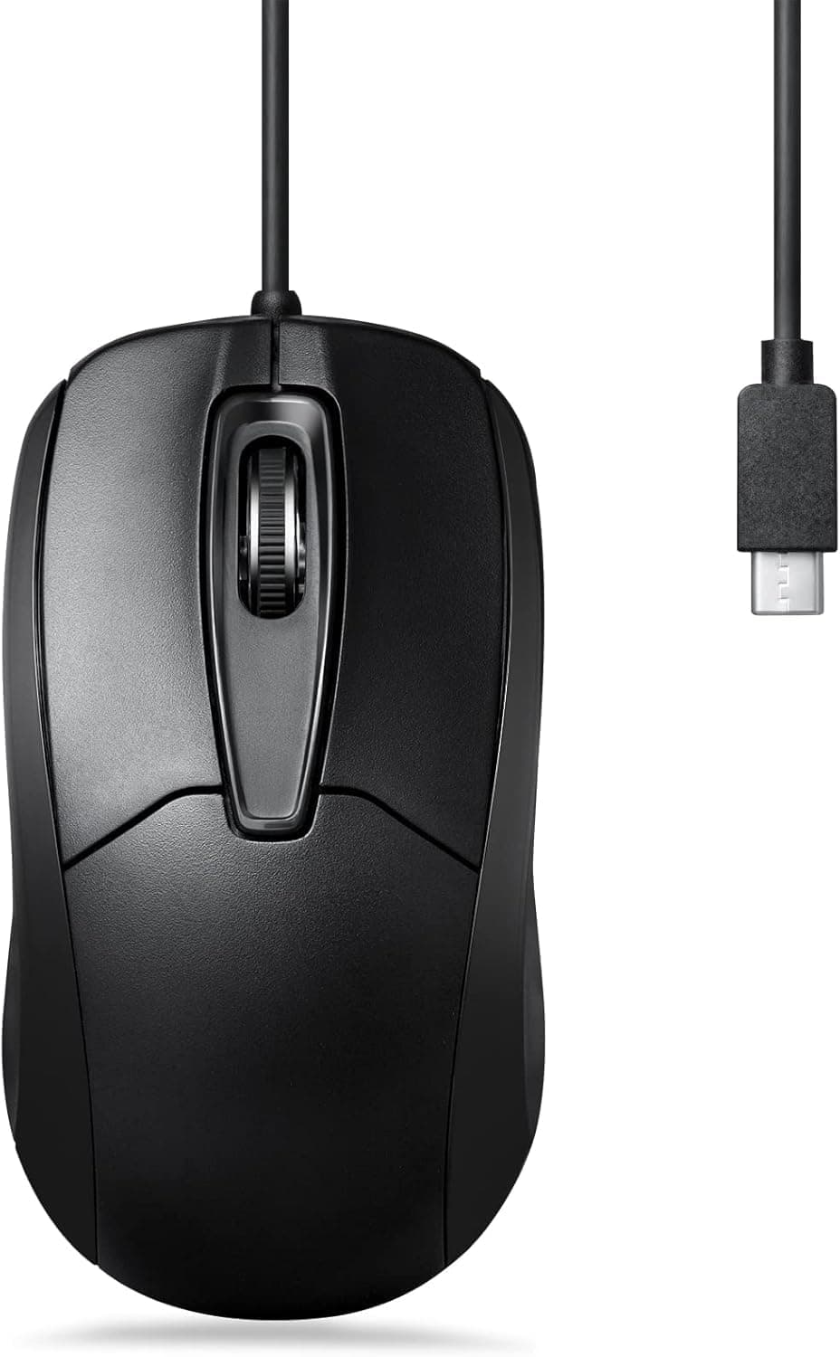 PERIMICE-209C USB Type C Wired Optical Mouse - 5.9 Ft Cable - 1000 DPI - Black, (11994)