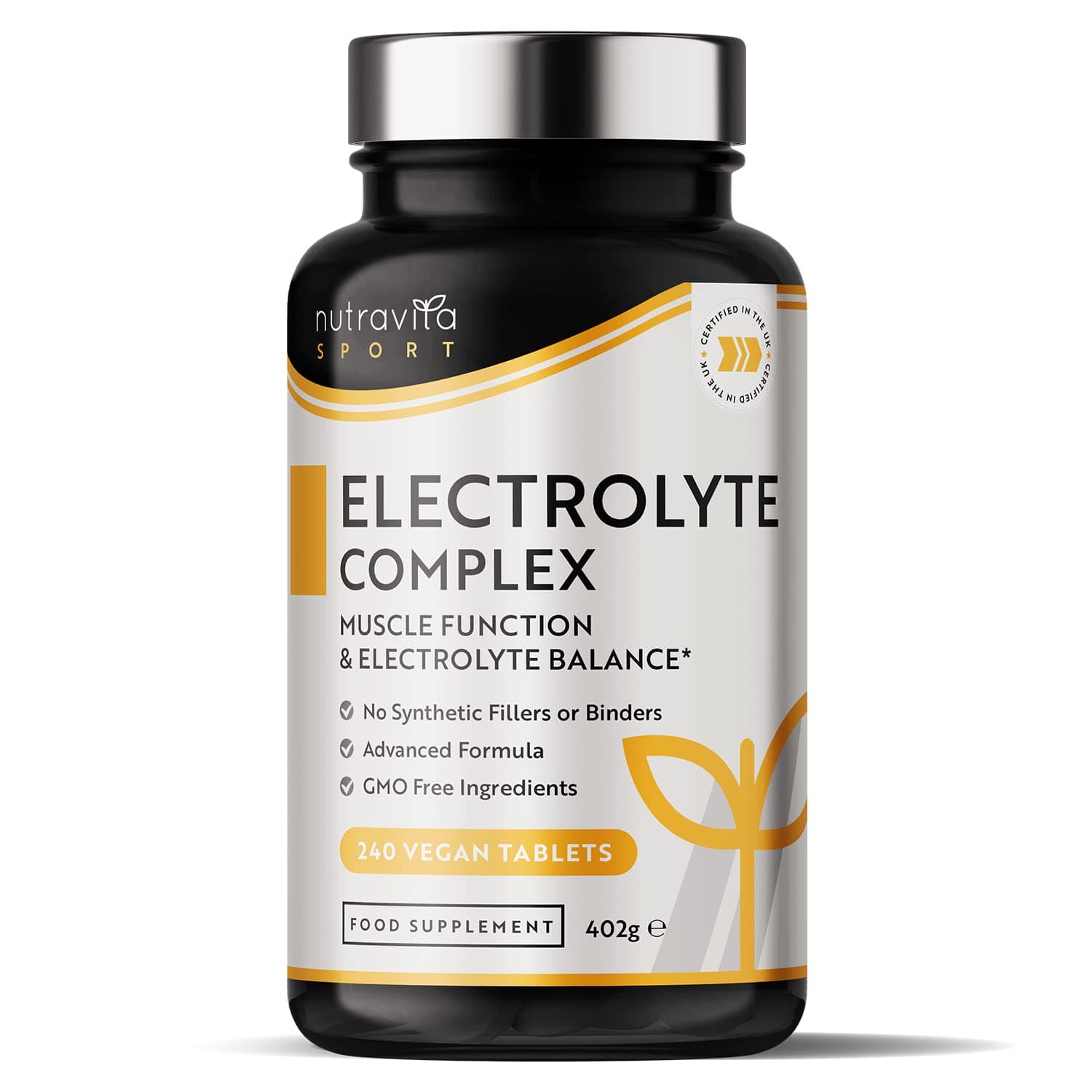 Electrolyte Complex - High Strength Tablets with Added Magnesium, Potassium & Calcium - Muscle Function and Electrolyte Balance - 240 Vegan Tablets - No Synthetic Binders - Made in The UK