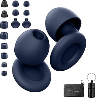 Ear Plugs for Sleeping Noise Reduction Reuseable, Concerts, Focus, Travel, Work, High Fidelity – 7 Pairs Eartips – Flexible Soft – Touch – NRR of 24 and 27 dB Noise Cancelling (Navy Blue)