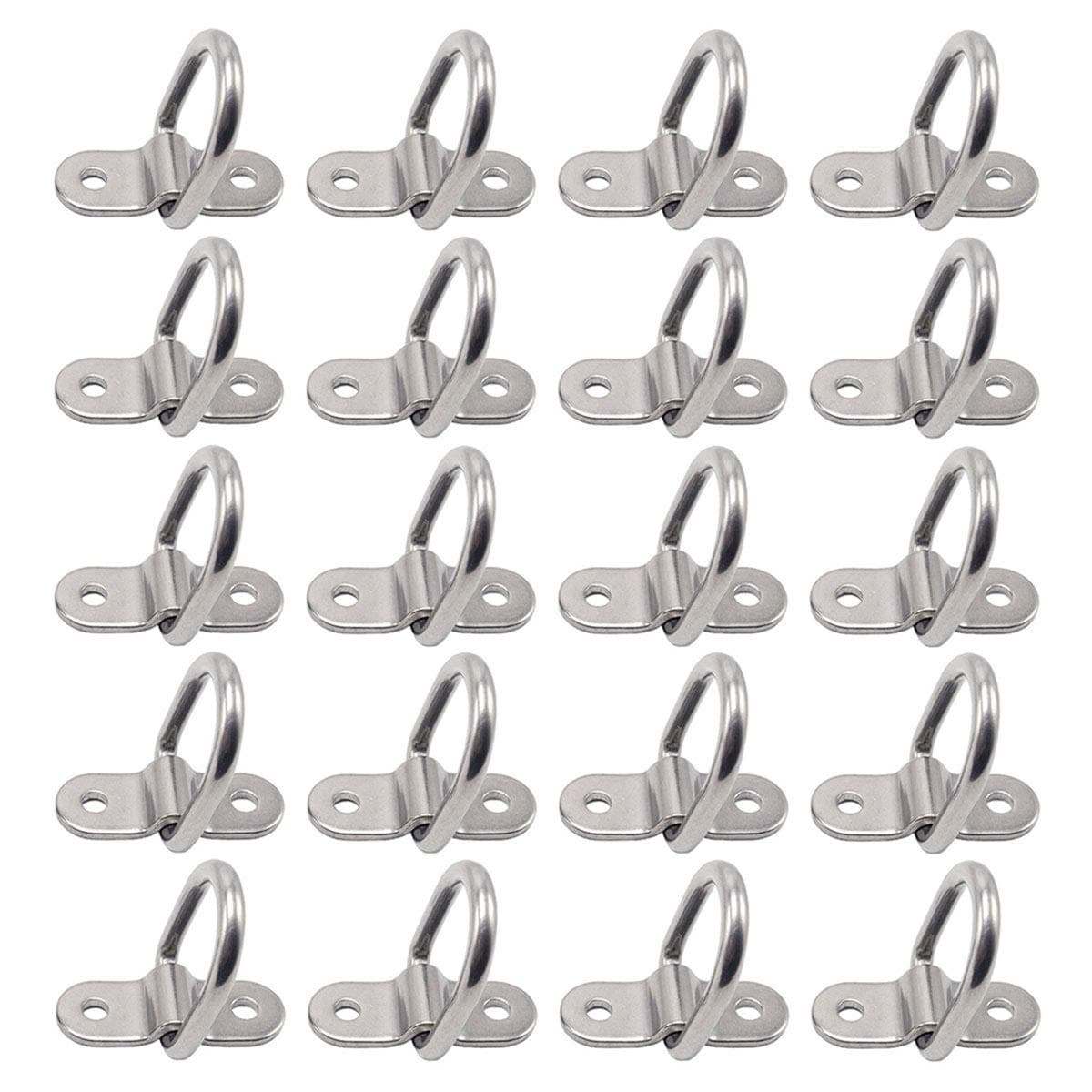 20 Pack D-Ring Tie Down Anchor Lashing Rings, 1/4'' D-Rings Anchor 1200 lbs Capacity Trailer Anchors Points with Mounting Bracket Tie Down Points for Ratchet Tie Down Straps Truck Bed Cargo