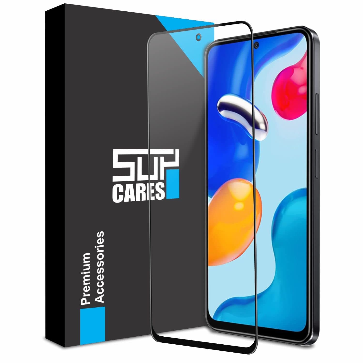 SupCares Tempered Glass for Redmi Note 11Se, Note 11S, Note 11, Note 10S and Redmi Note 10 (6.43 Inch) With Installation Kit | Military-Grade Gorilla Screen Protector | Edge to Edge Coverage | Black