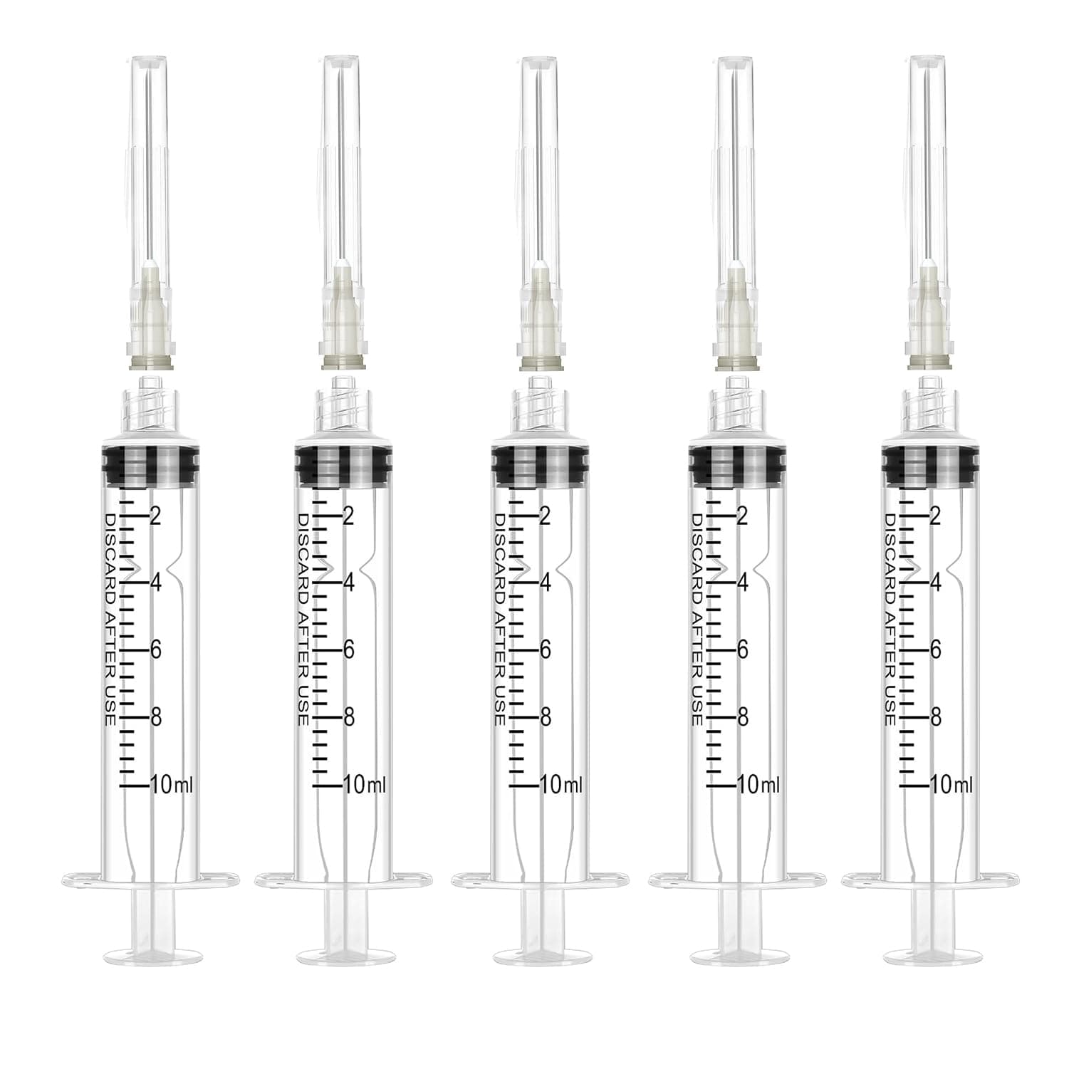 5 Pack 10ml Plastic Syringe with Needle, Syringe for Liquid, Oral, Scientific Labs, Measurement, Dispensing, Feeding Pets, Oil or Glue Applicator, Individually Wrapped (10 ML)