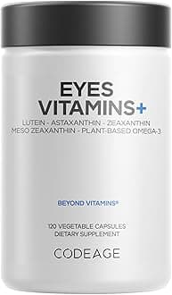 Codeage Eyes Vitamins - AREDS 2 Based Formula Supplement - 2-Month Supply - Vitamins A, C, E, Zinc, Lutein, Astaxanthin, Zeaxanthin, Eyebright, Marigold, Bilberry, Saffron, Omega-3-120 Capsules