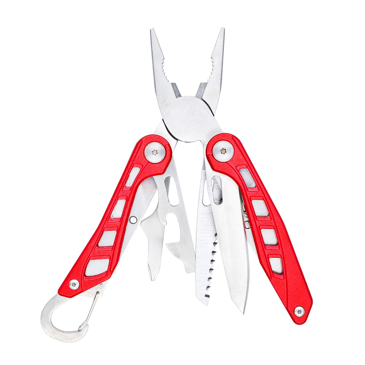 Amazon Basics Stainless Steel 8-in-1 Multitool Safety Lock with Nylon Sheath, 10.4 x 4.5 x 2.03 cm, Red