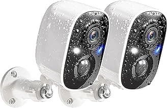 GMK Security Cameras Wireless Outdoor, 2K Color Night Vision AI Motion Detection 2-Way Talk Battery Powered WiFi Home Indoor Camera IP65 Weatherproof Spotlight Siren Alarm Cloud/SD Storage 2-Pack
