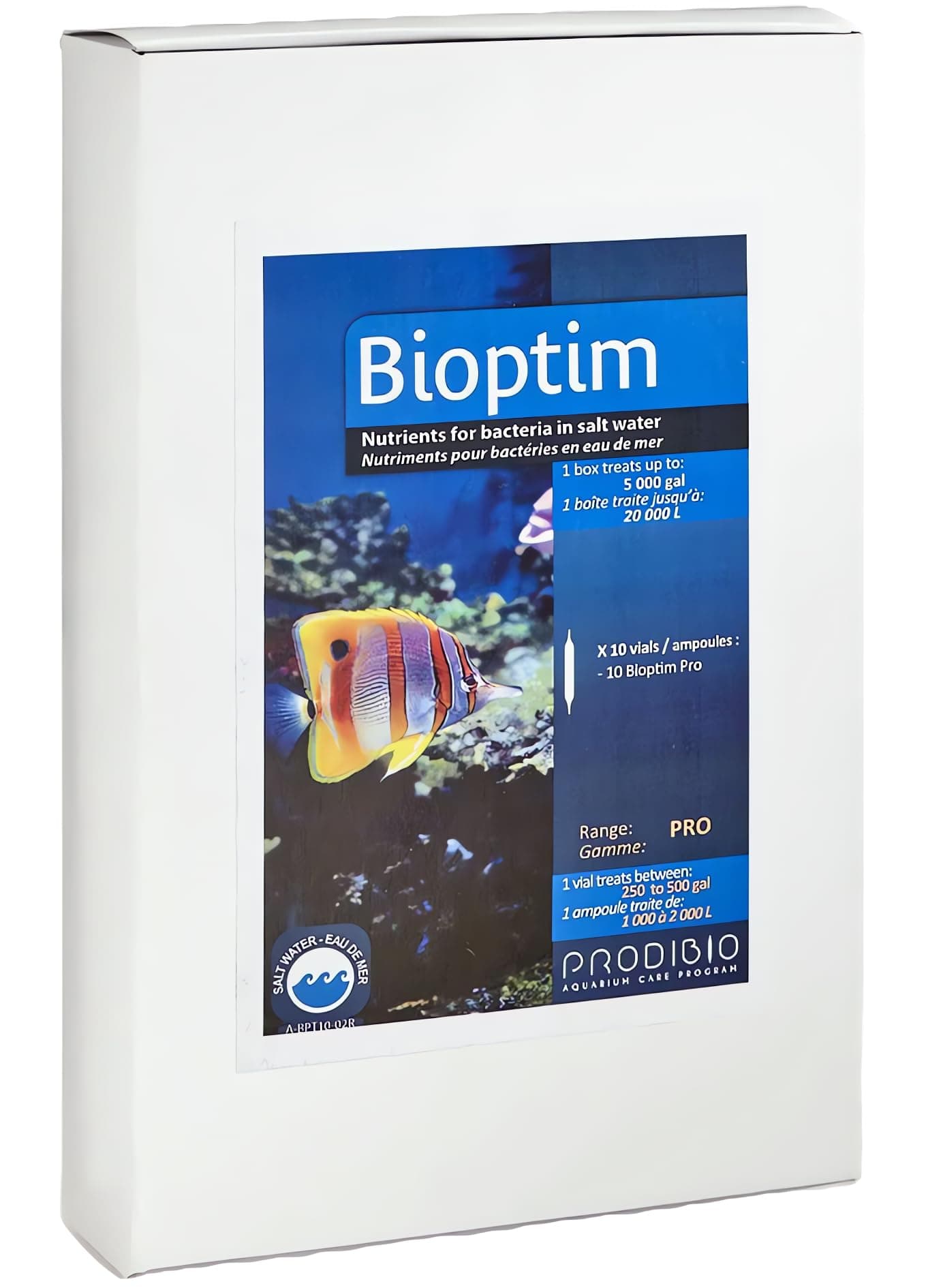 Bioptim Pro, Nutrients for Bacteria, Saltwater, 10/10 mL Pro vials, 250 gal and up