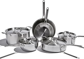 Eater Series 10 Piece Cookware Set | Made in USA | 5 Ply Fully Clad Stainless Steel Cookware Set | Stay Cool Handle | Induction Ready & Non-Toxic