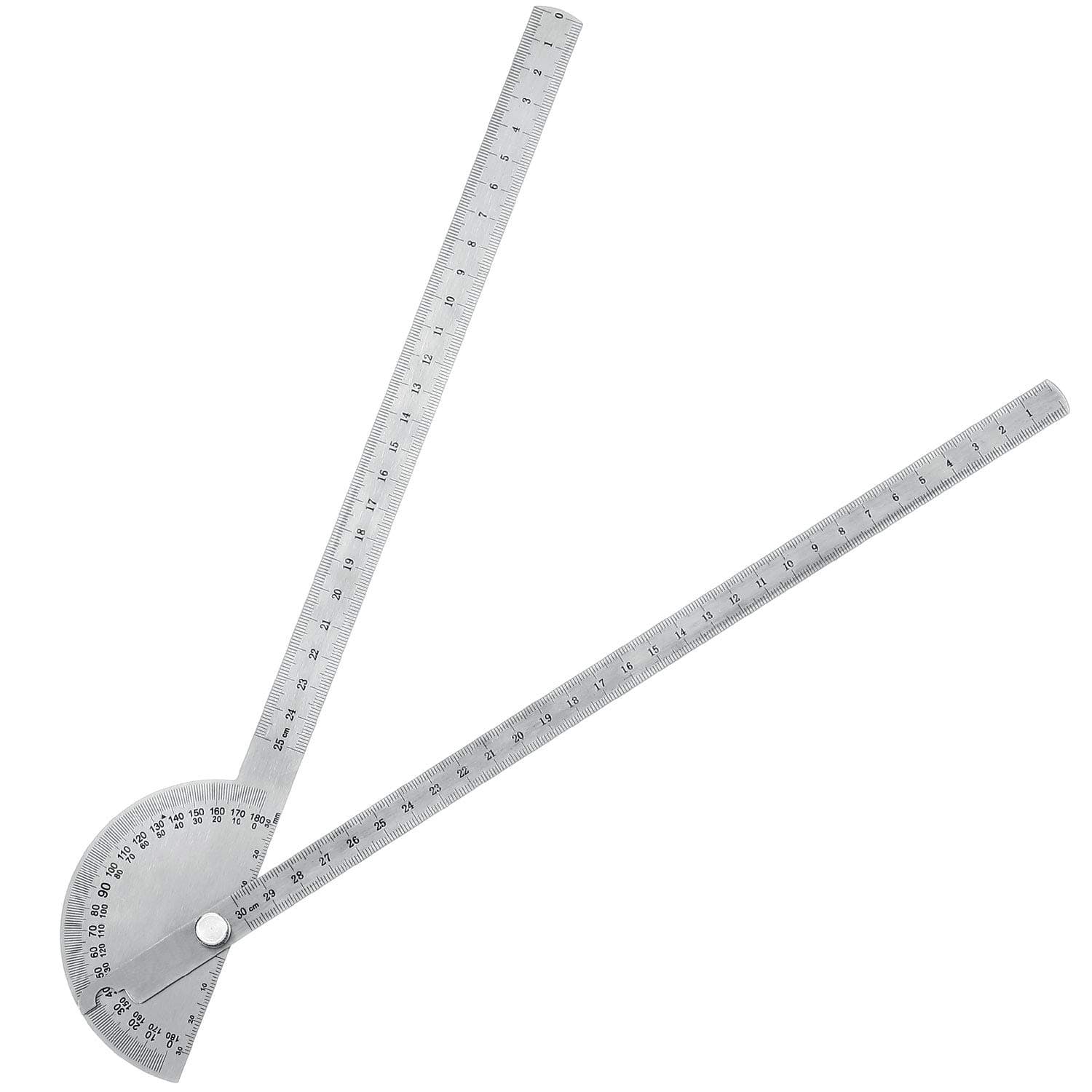 Angle Protractor Angle Finder Ruler Two Arm Stainless Steel Protractor Woodworking Ruler Measure Tool with 0-180 Degrees(30 cm/ 11.8 Inch)