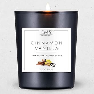 Cinnamon Vanilla Scented Candles by EM5™ | 60Gm | 20 Hrs Burn Time | Smoke Free Non Toxic Clean Burning Perfume Scented Candles for Home Decor Aromatherapy | Gift for Men and Women