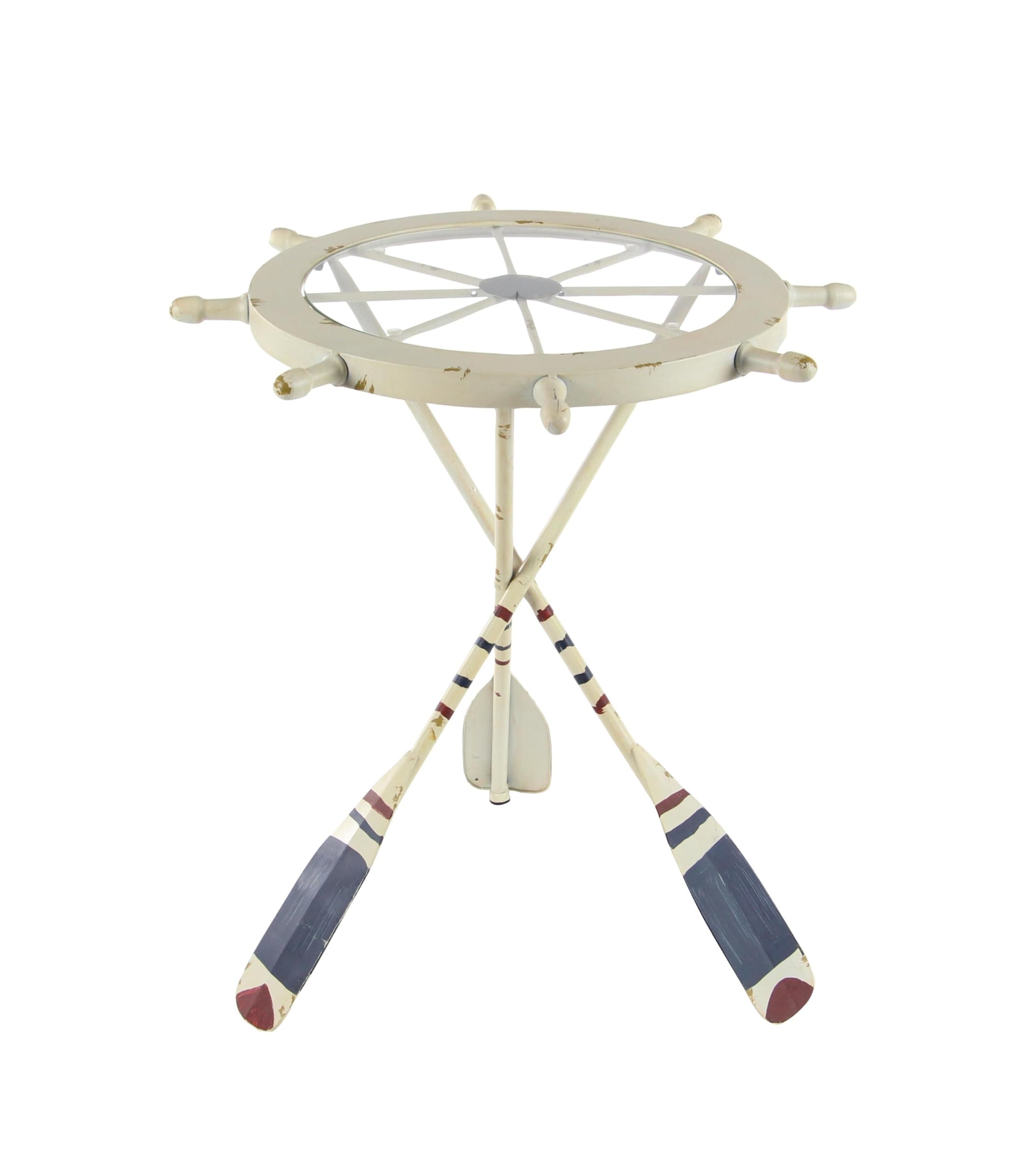 Nautical White Metal Accent Table