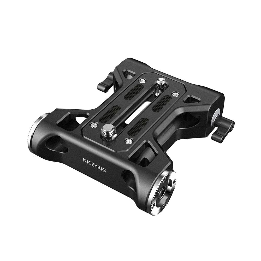 NICEYRIG Camera Baseplate with Rosette Mount, 15mm Rod Base Plate Applicable for Sony FS5 FS7 FX9, RED DSMC2, KINEFINITY Cinema Camcorder - 401