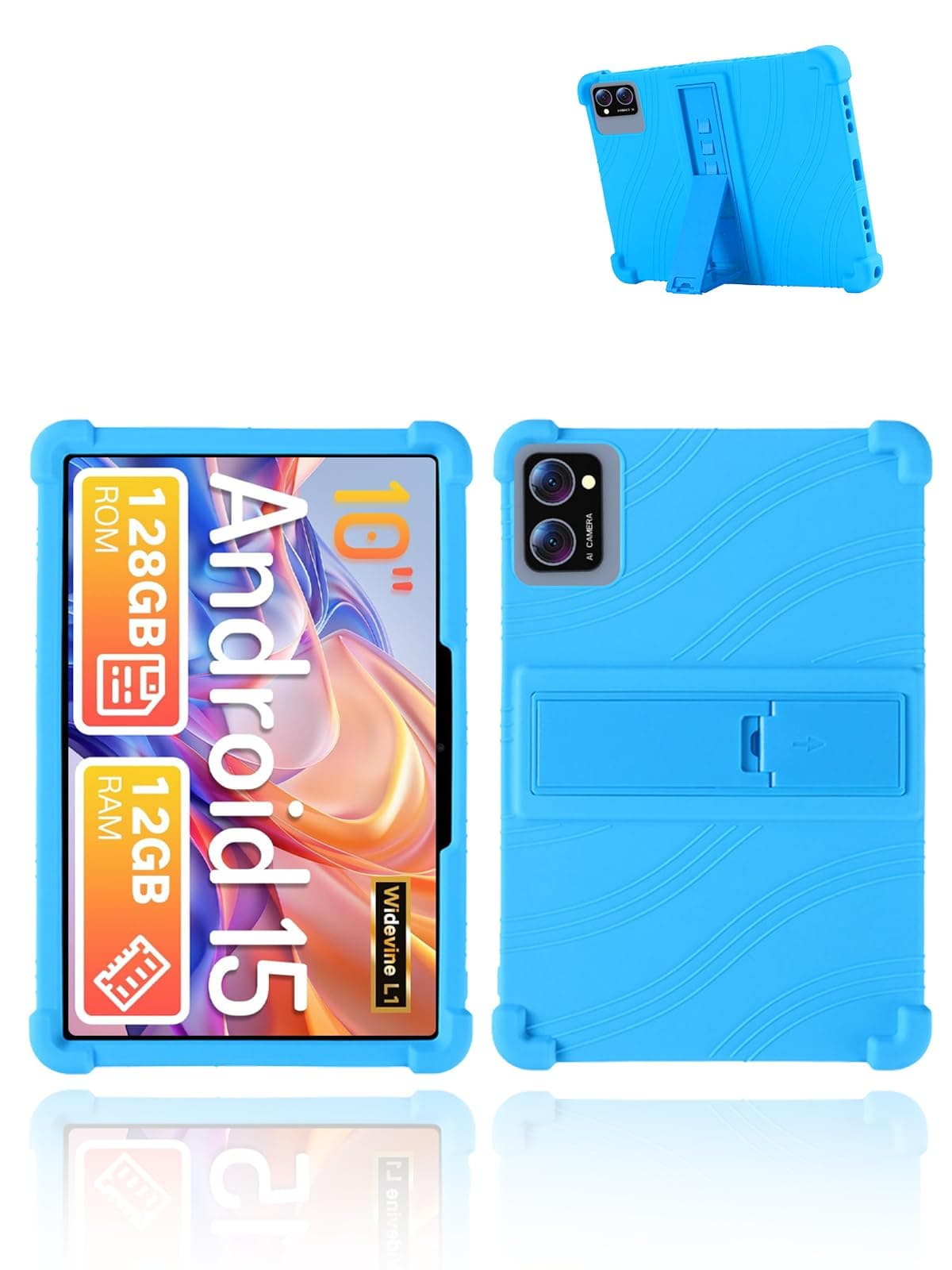 for Winsing T30W Android 15 Tablet,10 inch Tablets Case,Soft Silicone Adjustable Stand Cover Lightweight Kids Friendly,SkyBlue.