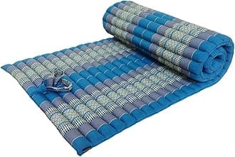 Traditional Thai Kapok Roll-Up Meditation Mattress for Yoga Massage or Relaxation (Blue)