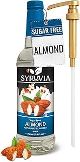 Syruvia Sugar Free Coffee Syrup, Almond Flavored Syrup for Drinks, Lattes, and Desserts – 25.4 fl oz, With Pump
