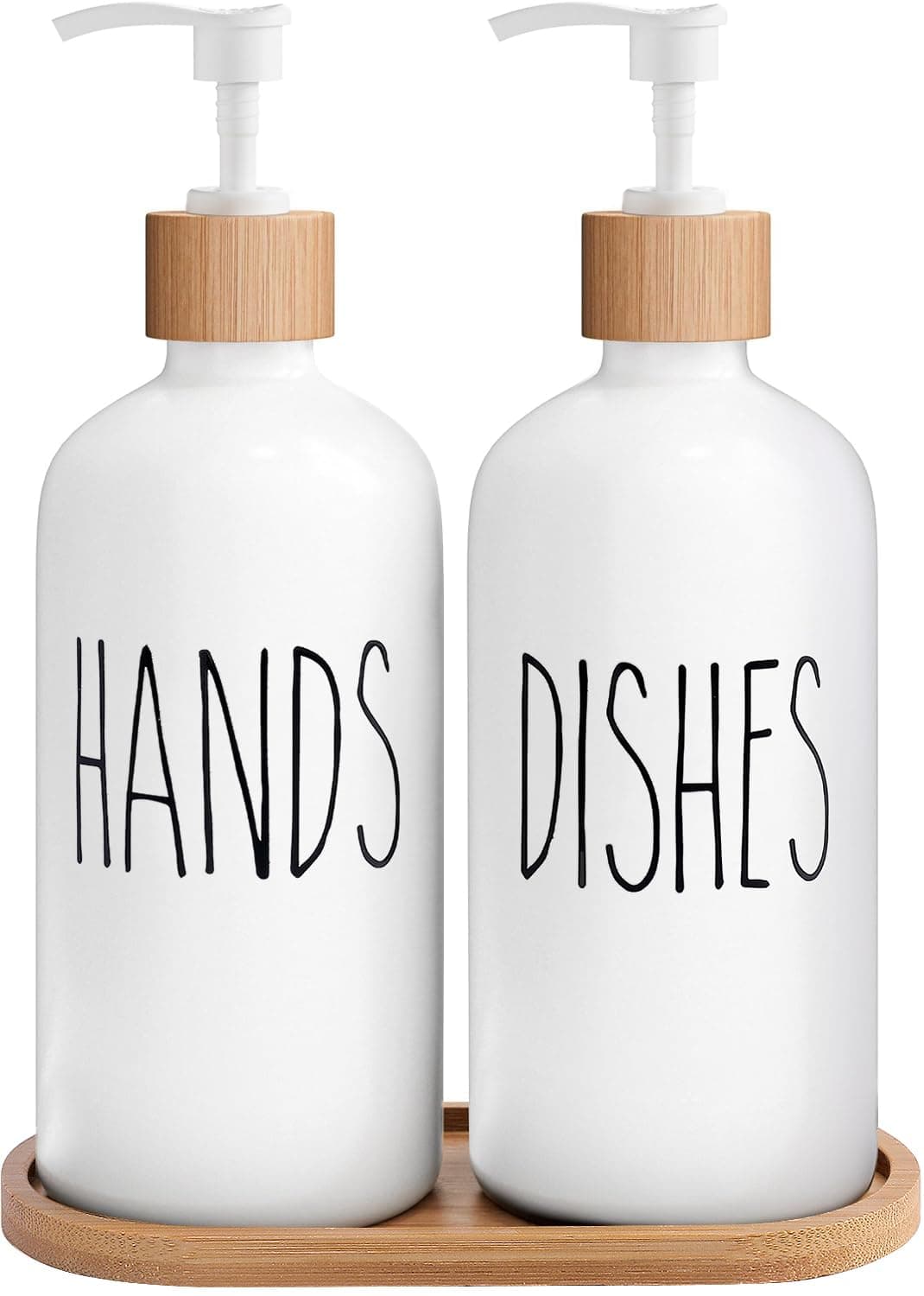MOMEEMO White Soap Dispenser Set, Contains Hand and Dish Soap Dispenser, Suitable for Kitchen Decor. (White)