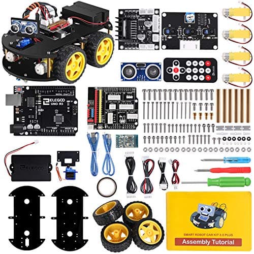 ELEGOO UNO R3 Project Smart Robot Car Kit V 3.0 Plus with UNO R3,Line Tracking Module,Ultrasonic Sensor,IR Remote Control etc. Intelligent and Educational Toy Car Robotic Kit for Arduino Learner