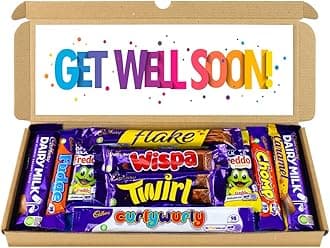 Get Well Soon Gift - Chocolate Hamper, Letterbox Chocolate Gift Box of 10 Fullsize Cadbury Dairy Milk Chocolate bars, Ideal Gifts For Women & Gifts For Him (Get Well Soon)