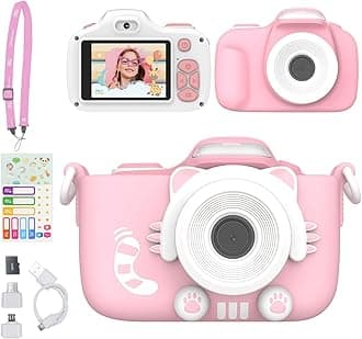 myFirst Camera 3 - Kids Digital Camera, Video Camera for Toddlers, 16MP, 1080HD Video, MicroSD Card, with Selfie & Macro Lens, LED Flash, Neck Lanyard, for Kids 3-12 (Pink)