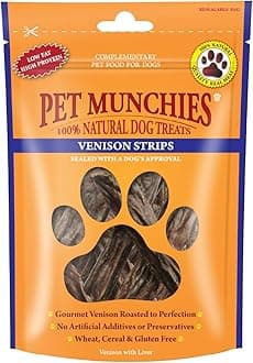 Venison Strips Dog Treats, Premium Wheat Free Dog Chews with Natural Real Meat, Low in Fat and High in Protein 75g