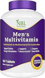 NBL Natural High Potency Multivitamins for Active Men, Muscle Health Support, Immune Support, Energy & Metabolism Support, 150 Tablets