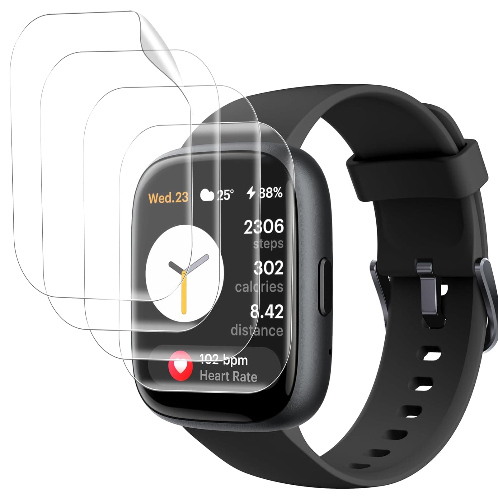 [ 3 Pack ] Hydrogel Screen Protector for TOOBUR IDW26 Smartwatch 1.83" TPU [Clear HD] Self-Healing Soft Protective Film