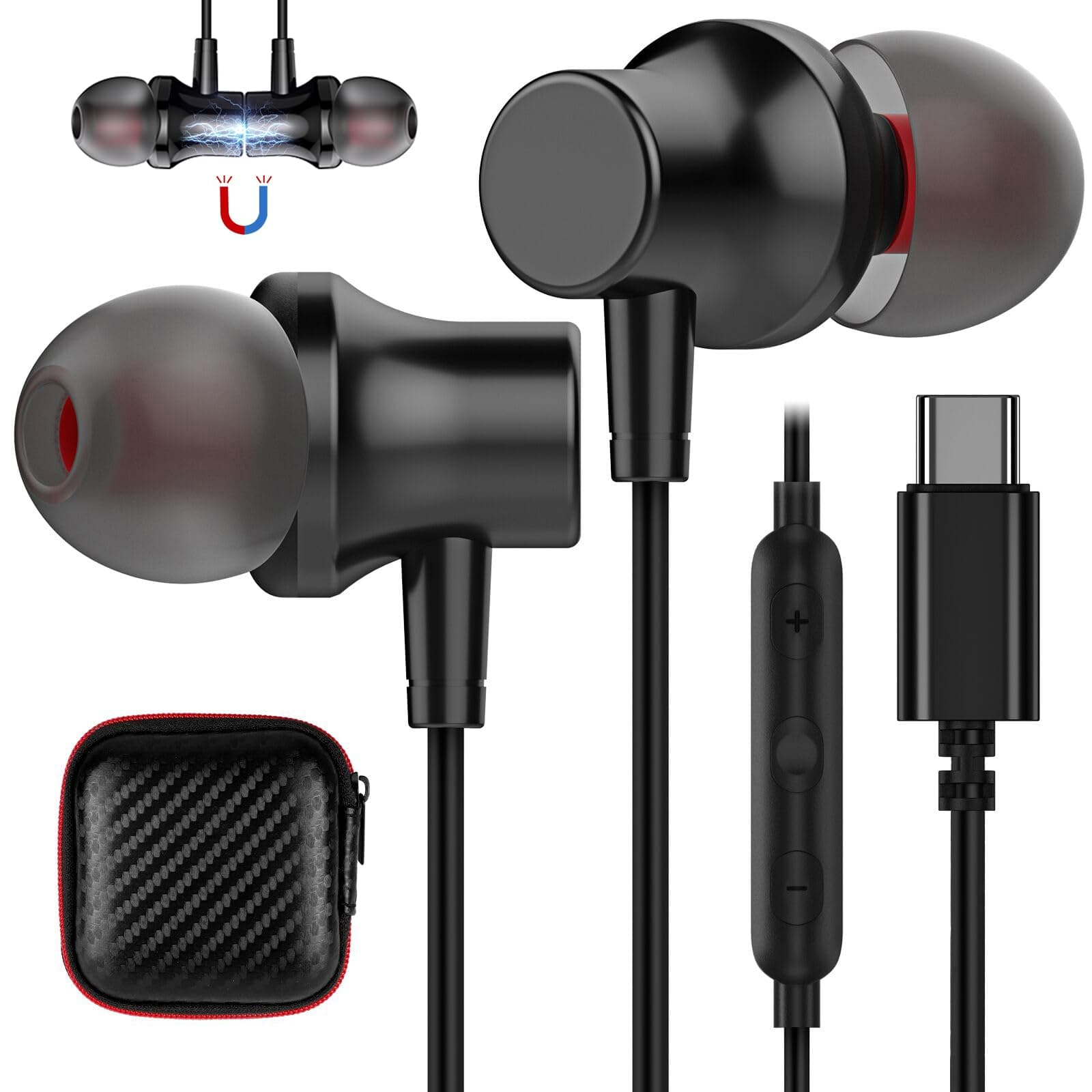 USB C Headphones with Mic Noise Canceling In-Ear Headset