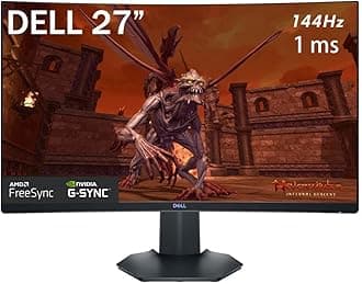 Dell S Series 27" Full HD (1920 x 1080) 144Hz Curved Screen Gaming Monitor, 1ms, G-Sync and AMD FreeSync Compatible (DisplayPort, HDMI), 3-Side Virtually Borderless Screen, Black