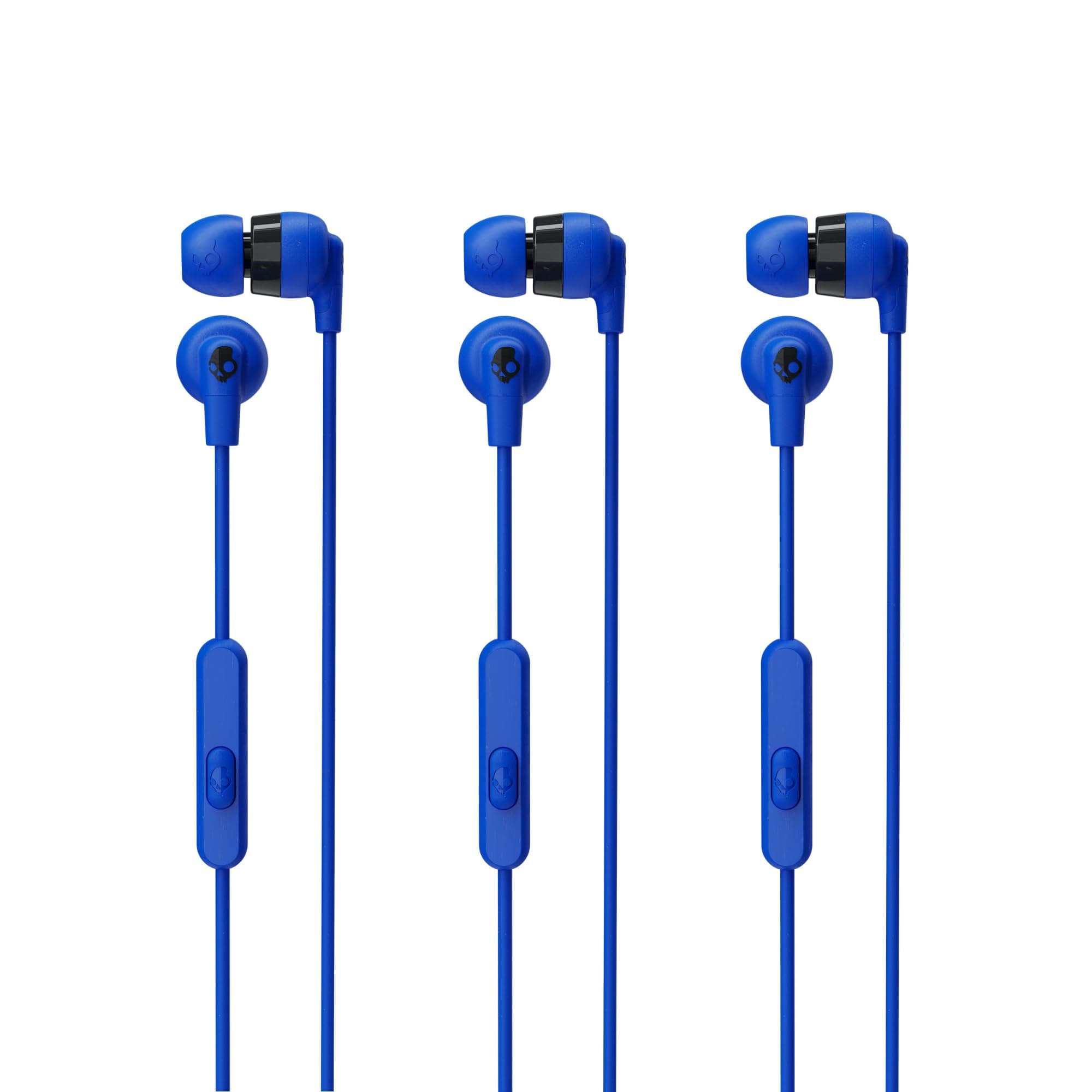 Ink'd+ in-Ear Wired Earbuds, Microphone, Works with Bluetooth Devices and Computers - Cobalt Blue 3-Pack