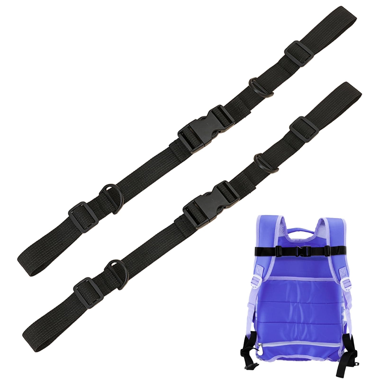 Adjustable Backpack Chest Strap 2 PCS, Backpack Sternum Strap Chest Belt with Slide D-Ring Non-Slip Quick Release for Hiking, Jogging Daily Commute