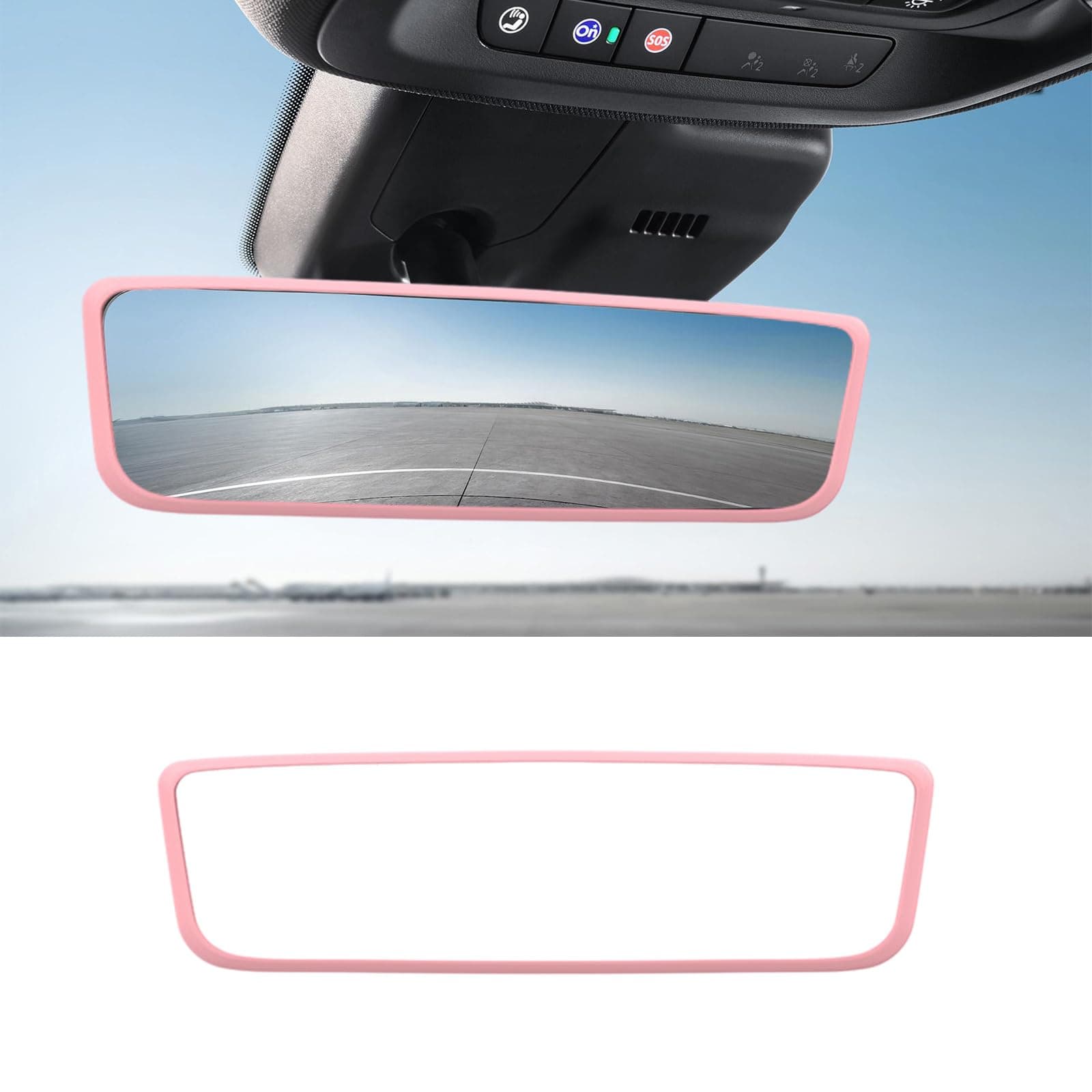 Ohleats Car Rear View Mirror Protector Frame, Silicone Auto Rearview Edge Protection Cover Compatible with Model 3 Model Y, Interior Rear View Trim Frame Decoration, Car Accessories (Pink)