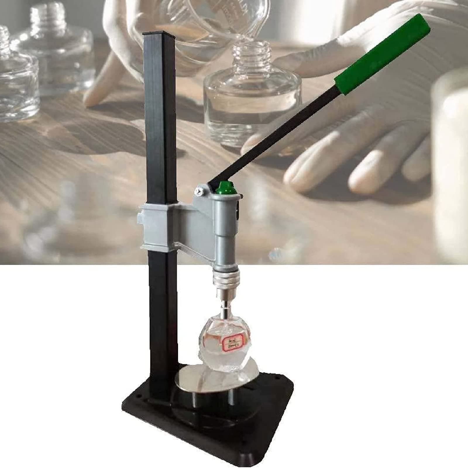 ADORZ Manual Perfume Capper, Long Handle Stainless Press Capping Machine,13-15mm, Height Adjustable Crimping Machine, Lever Design, Easy Pressing, Professional Bottling, for Perfume/Essential Oil