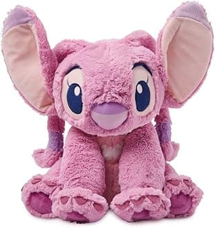 Disney Store Official Angel Medium Soft Toy for Kids - Cuddly Character with Fuzzy Texture & Embroidered Details - Flexible Floppy Ears - Disney Plushy Suitable for All Ages