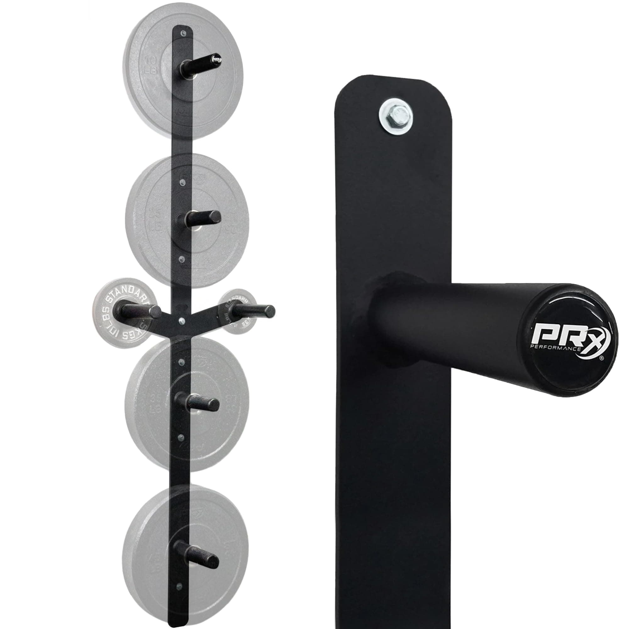 PRx Performance Profile Weight Plate Storage 3-Peg or 4-Peg Wall-Mounted Vert...