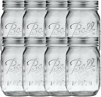 Regular Mouth Pint (16 oz.) Mason Jars with Lids and Bands, for Canning or Drinkware, 8 Count