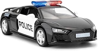 BDTCTK1/36 Scale Audi R8 Police Car Model, Zinc Alloy Die-Cast Pull Back Vehicles Kid Toys for Boy Girl Gift