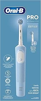 Oral-B Vitality Pro Electric Toothbrushes Adults, 1 Handle, 2 Toothbrush Heads, 3 Brushing Modes Including Sensitive Plus, 2 Pin UK Plug, Blue