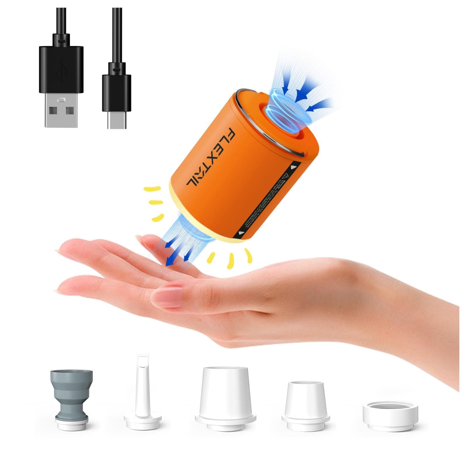 FLEXTAILGEAR Portable Air Pump with Camping Lantern Tiny Pump 2X 4kPa Air Pump for Inflatables Rechargeable Air Mattress Pump with Magnetic Design for Sleeping Pads, Pool Floats, Swimming Rings