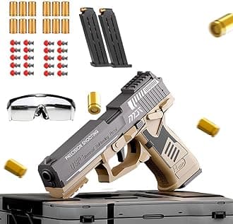 Moonmen Upgraded Foam Blaster Sets, EVA Safety Shell Ejecting Blaster with Magazine, Birthday Gift Toy for Children (Auto Loading - USP Brown)