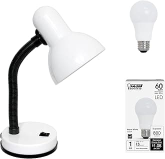 Basic LED Desk Lamp, 14.25", White (LD1003-WHT-LB)