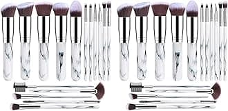 Premium Synthetic Foundation Blending Face Powder Blush Concealers Eye Shadows Make Up Brushes Kit (Marble) (Pack of 2)