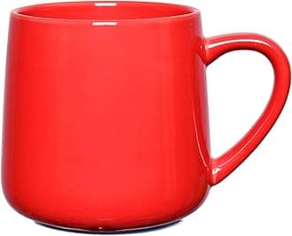 Bosmarlin Glossy Ceramic Coffee Mug, Tea Cup for Office and Home, 18 oz, Suitable for Dishwasher and Microwave(Red, 1)