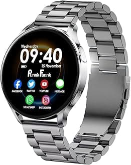 PunnkFunnk EVO Vista Smartwatch, 1.3” HD Display Bluetooth Calling Metal Smartwatch, Fitness & Sleep Tracker, 100+ Sports Modes, IP67 Waterproof Compatible with Android & iOS(Silver)